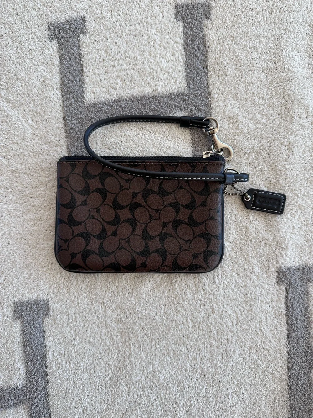 Coach Brown Signature Wristlet with Black Stripe vintage y2k Coach